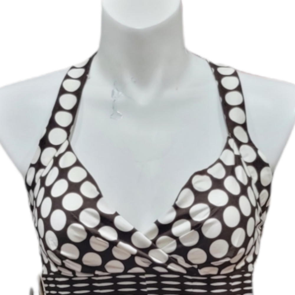 Calvin Klein Brown/White Polkadot Halter Summer Dress Women's Sz 12 - Picture 5 of 10